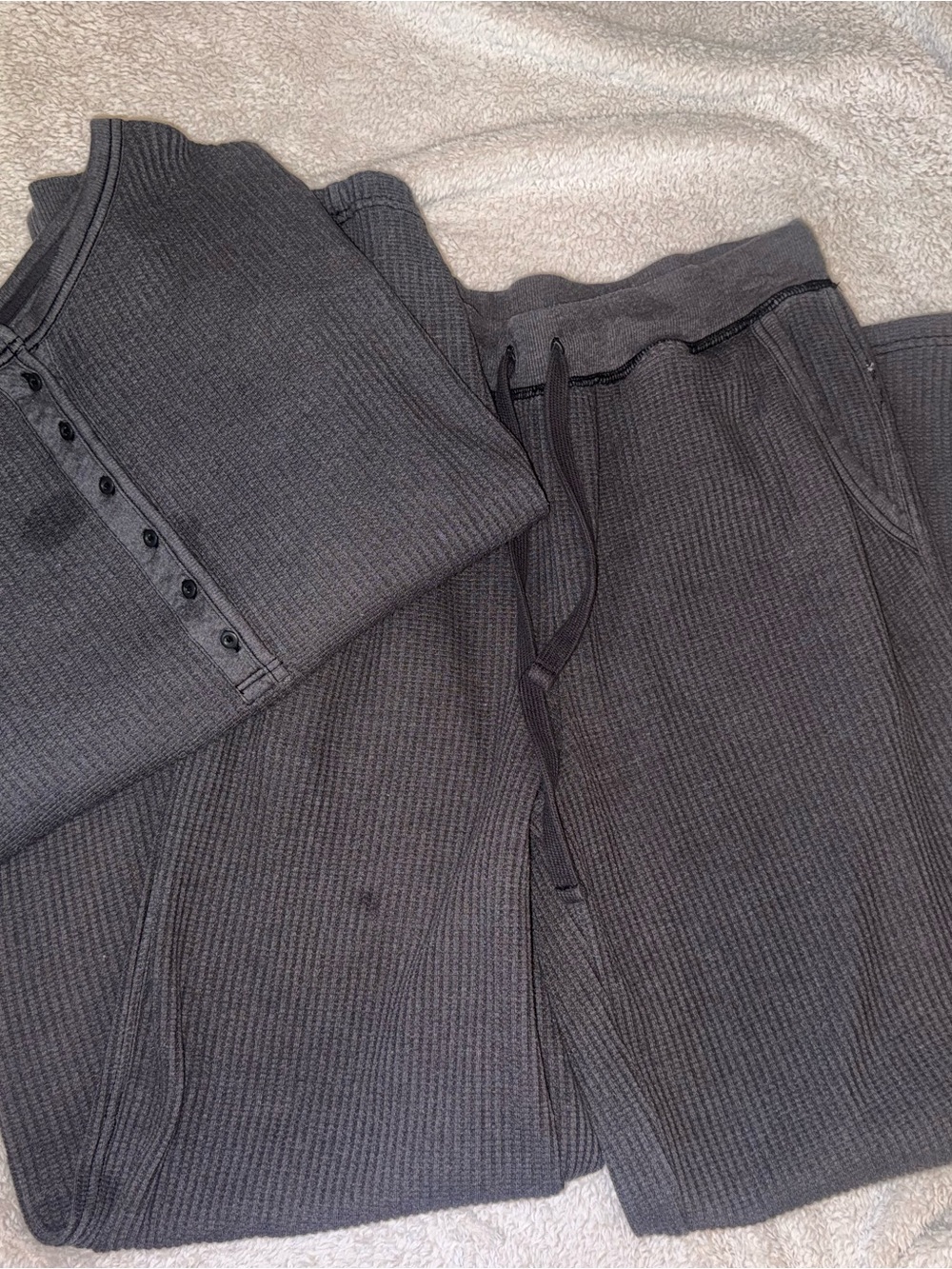 Aerie Dark Grey Waffle Set